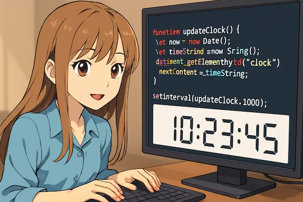 Javascript로 현재 시간 실시간 표시 중인 개발자