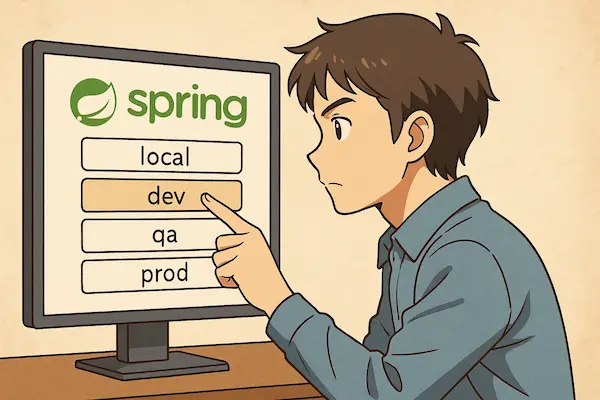Spring Boot 프로필을 선택하고 있는 개발자