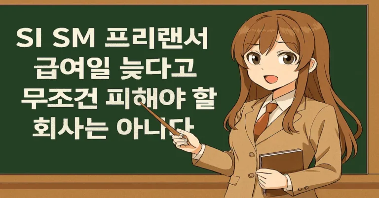 SI SM 프리랜서 급여일 늦다고 무조건 피해야 할 회사는 아니다라는 주제로 발표하는 개발자
