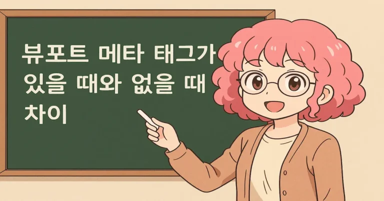 viewport 메타 태그가 있을 때와 없을 때의 차이를 설명 중인 개발자